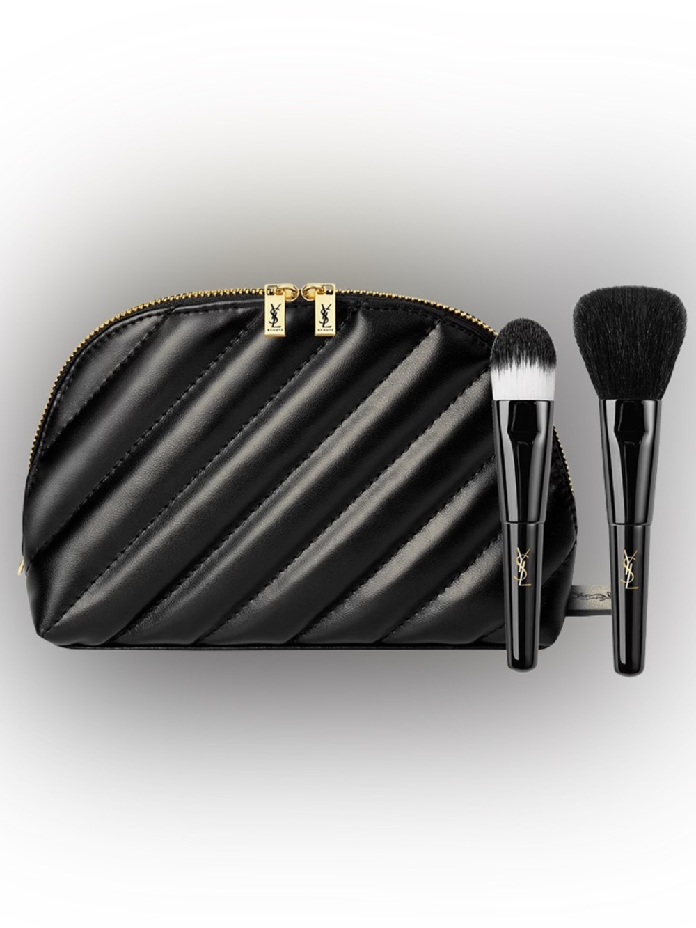Yves Saint Laurent 3 pc gift w 2 Mini Brush and quilted bag New Best gift GWP